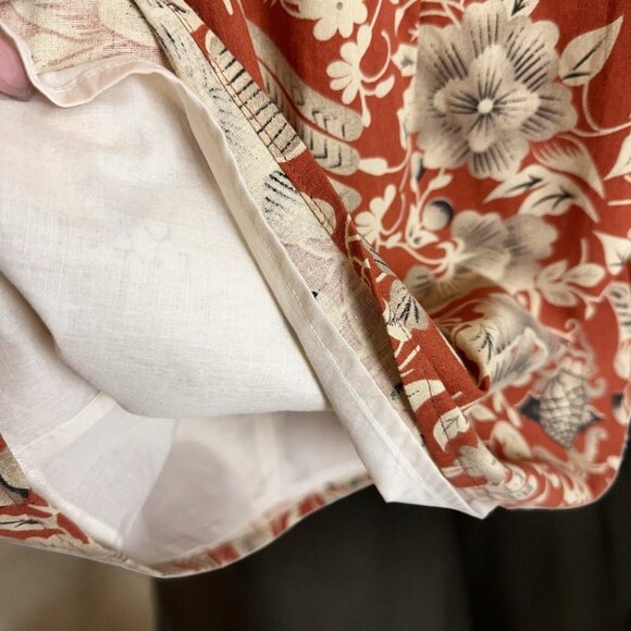 NWT Rumer Linen Rust Floral Print Cut Out Long Sleeve Mini Dress - Picture 6 of 6